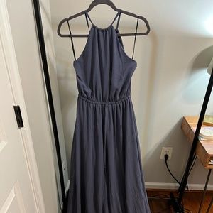 Lulus denim blue high neck maxi dress